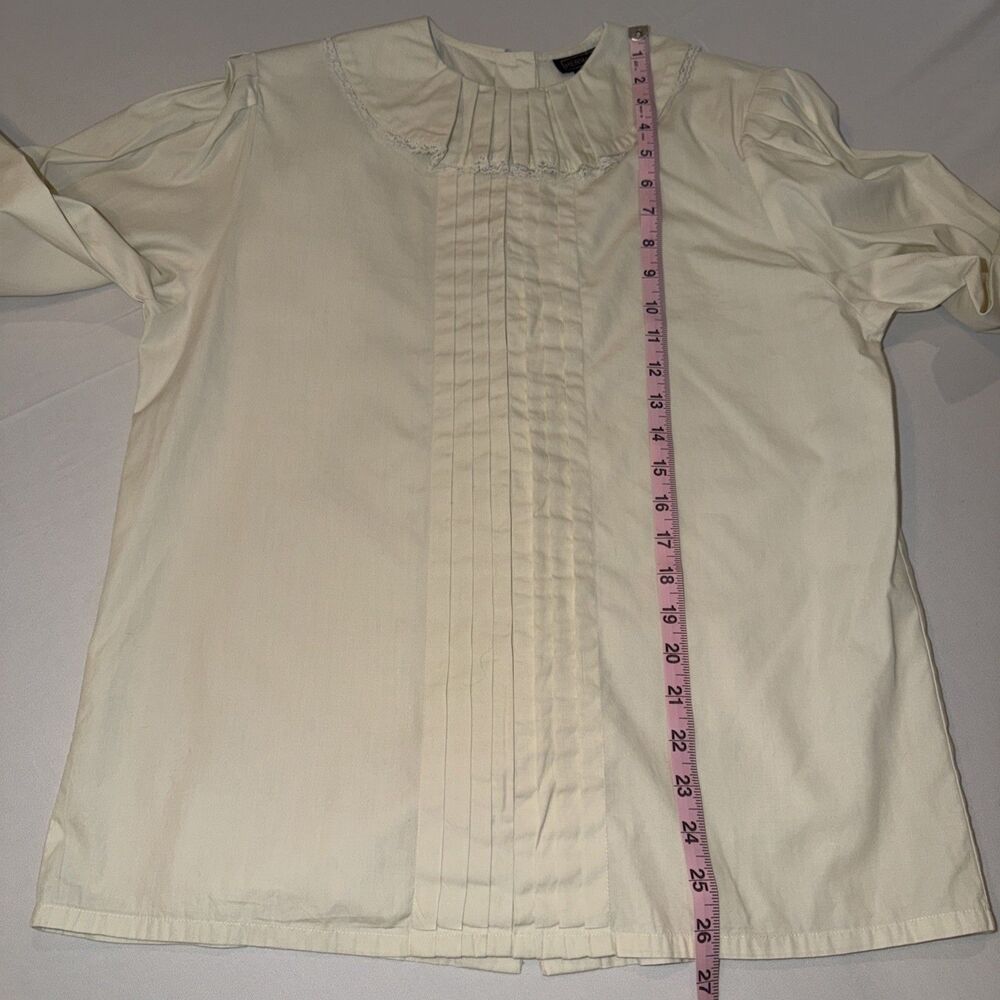 Vtg Herman Geist Victorian Blouse Ruffle Lace Cream Ivory Sz 10 Cosplay Academia - Picture 12 of 14